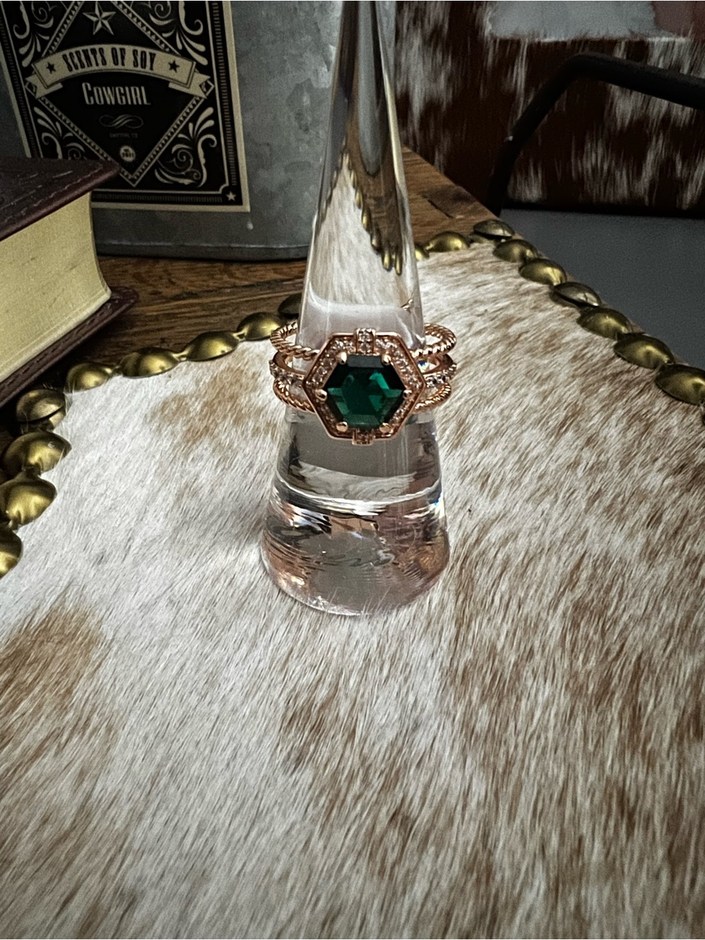 Bomb Party Rose Gold May birthstone ring